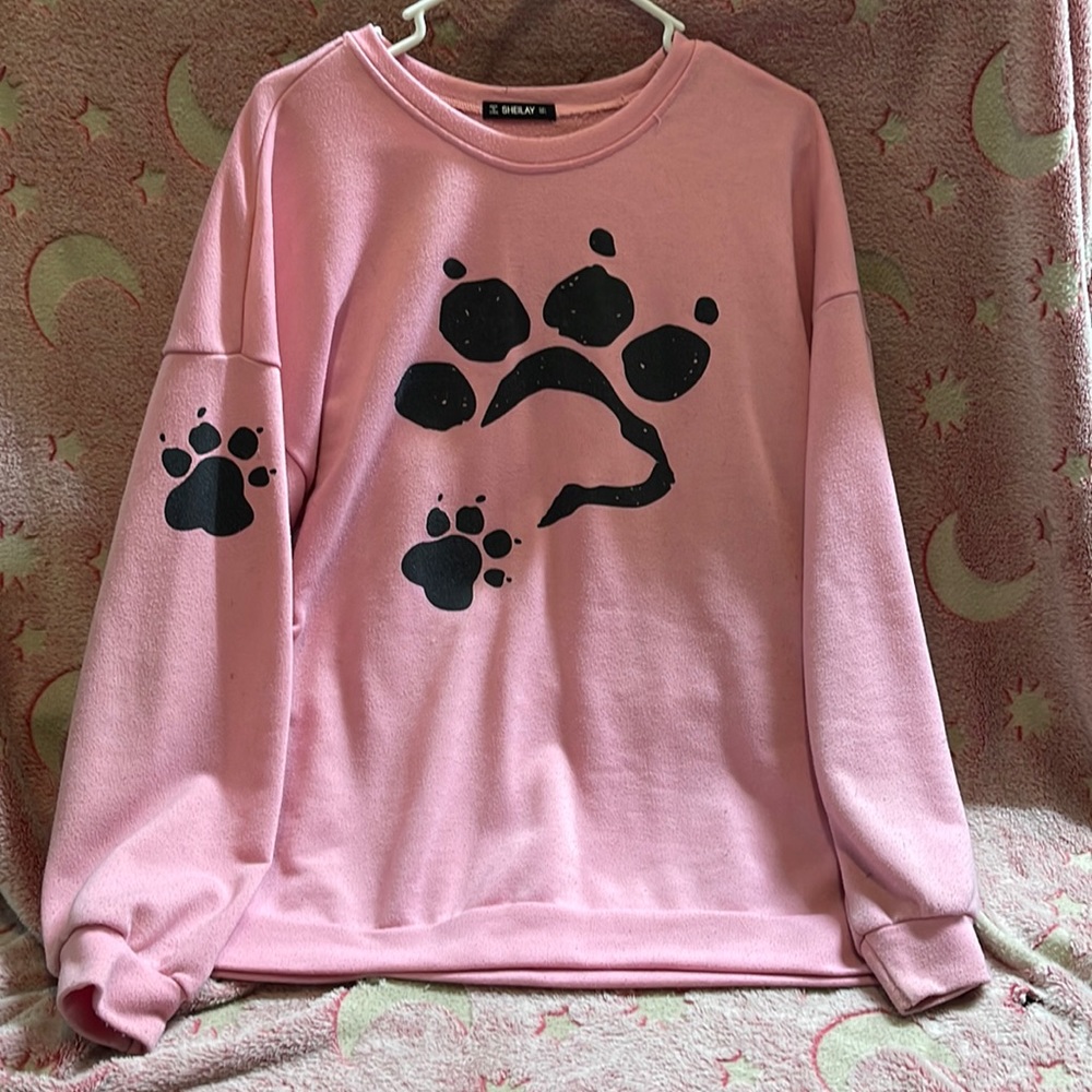 Sheilay Pink dog paw sweatshirt